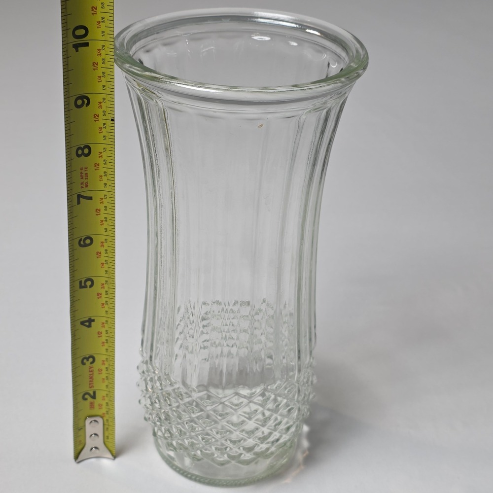 Hoosier Glass 4089-A Clear Ribbed Diamond Quilted Flared Flower Vase 10 Inch - Picture 5 of 5